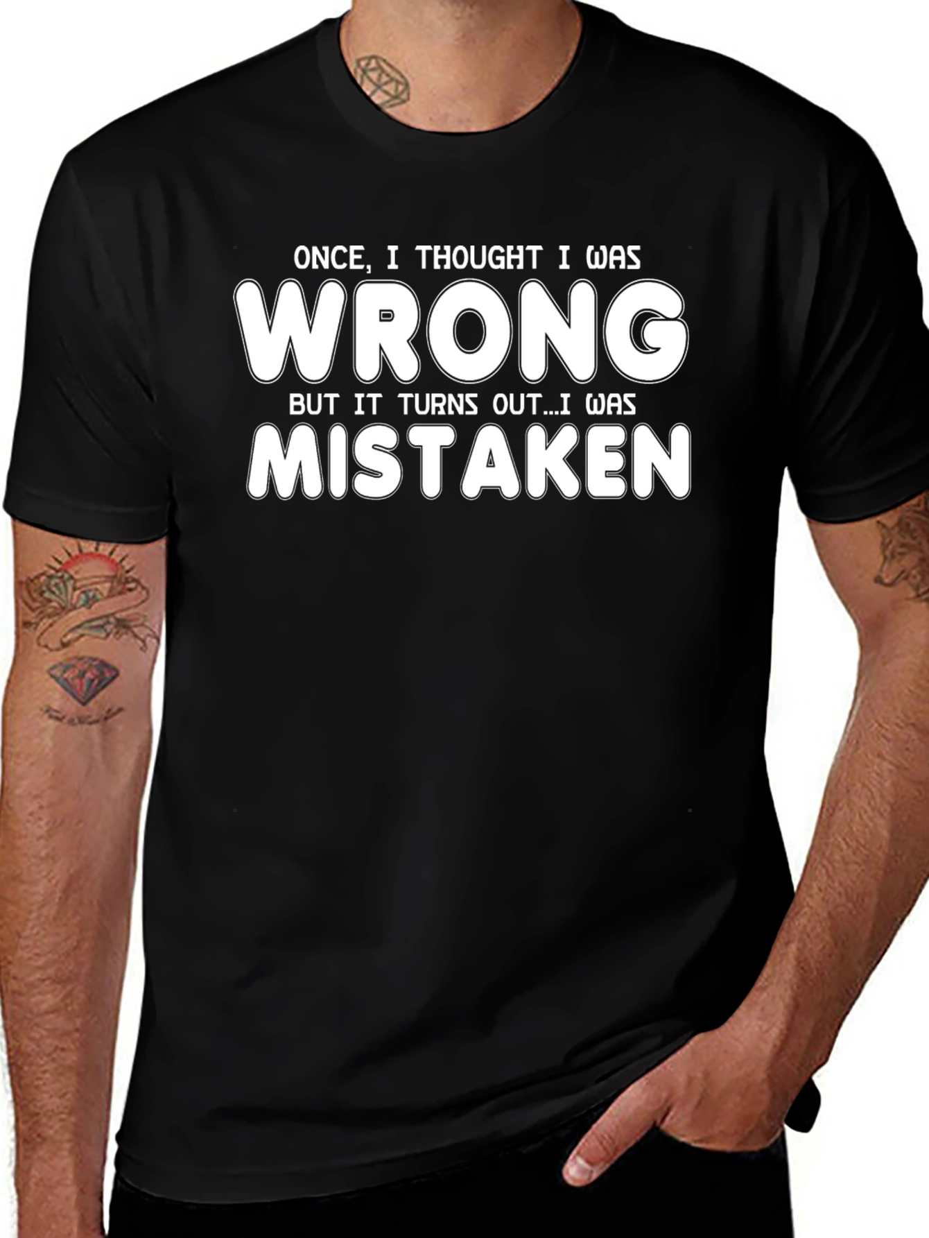Funny Wrong Graphic Tee - Black Cotton T-Shirt