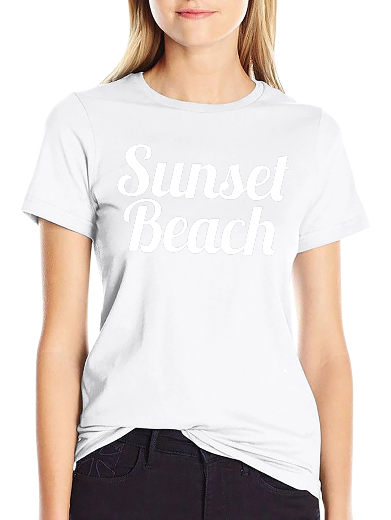 Sunset Beach Black Graphic T-Shirt