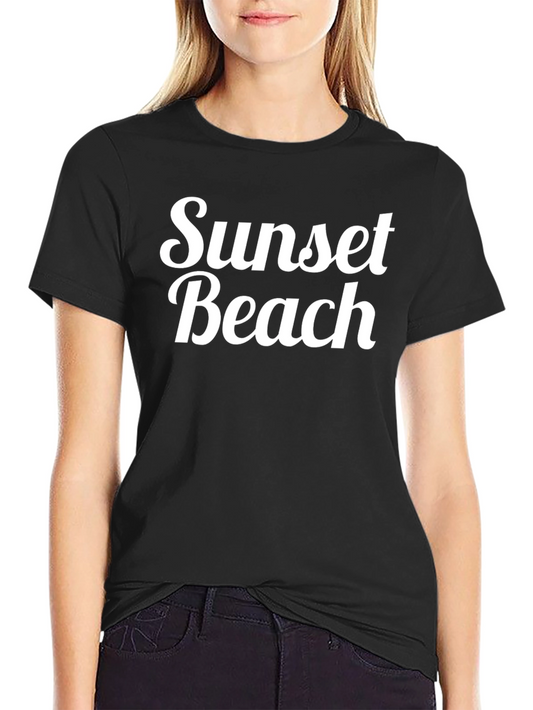 Sunset Beach Black Graphic T-Shirt