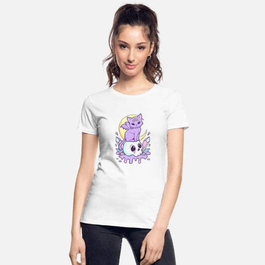 Pastel Goth Cute Creepy Witchy Cat and Skull