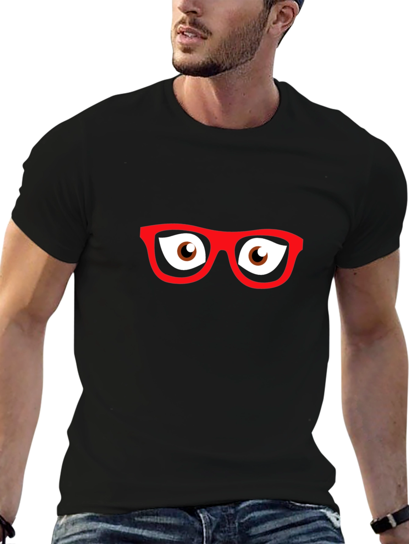 Funny Eyeglasses Graphic Black T-Shirt