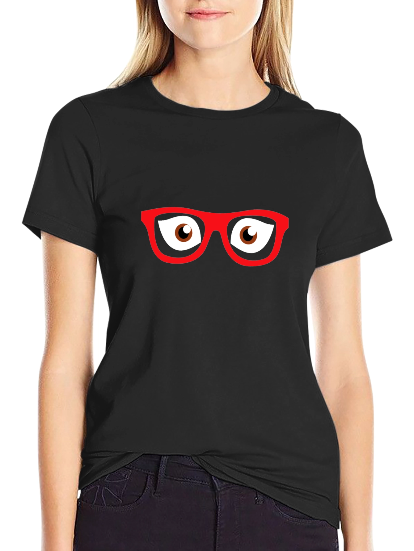 Funny Eyeglasses Graphic Black T-Shirt
