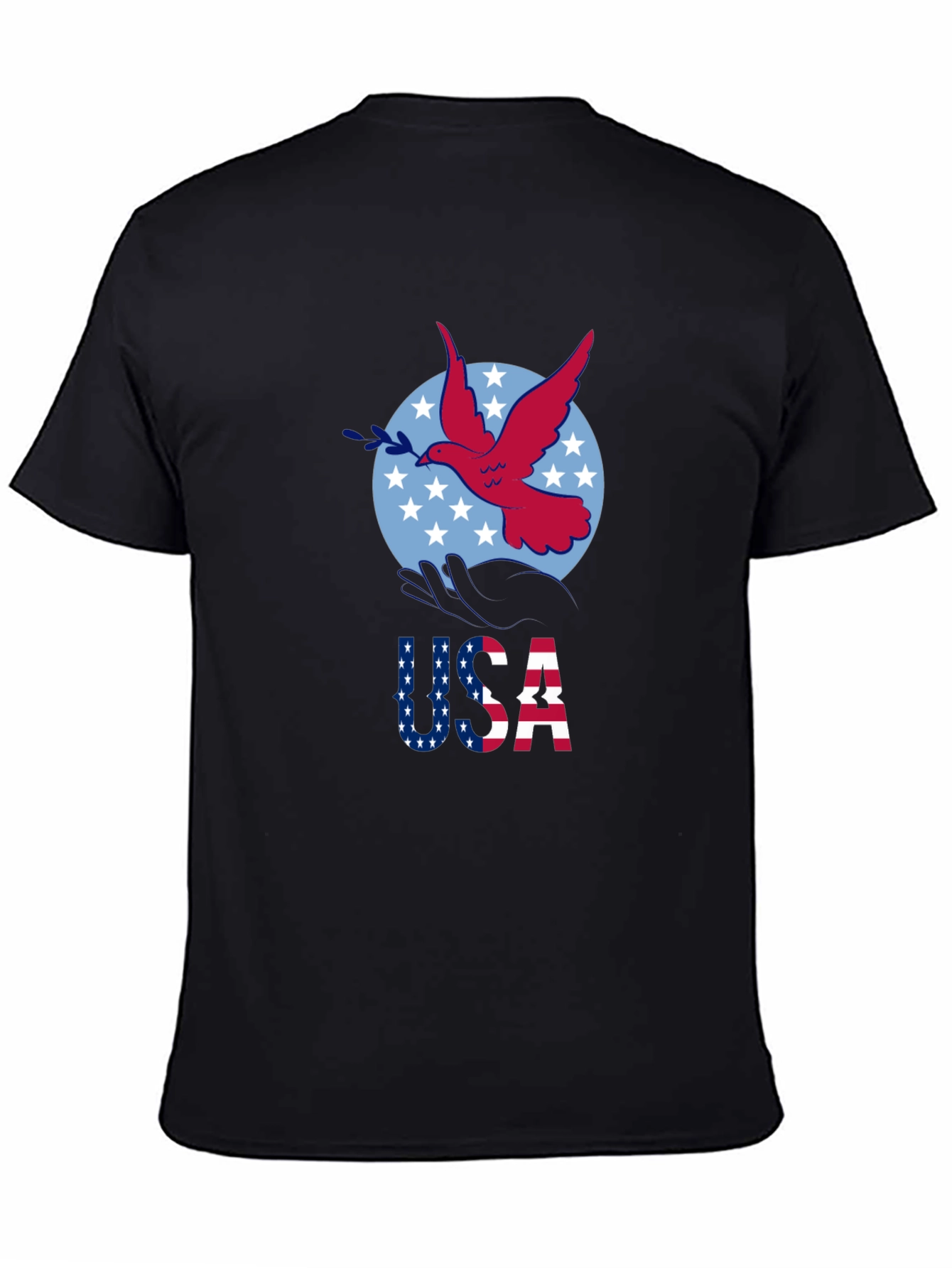 USA Dove Graphic Print Black T-Shirt