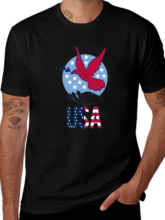 USA Dove Graphic Print Black T-Shirt