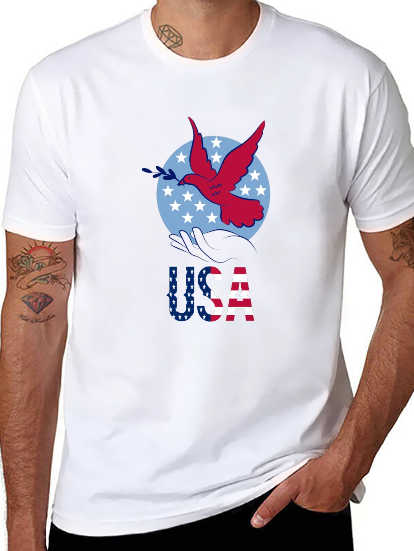 USA Dove Graphic Print Black T-Shirt