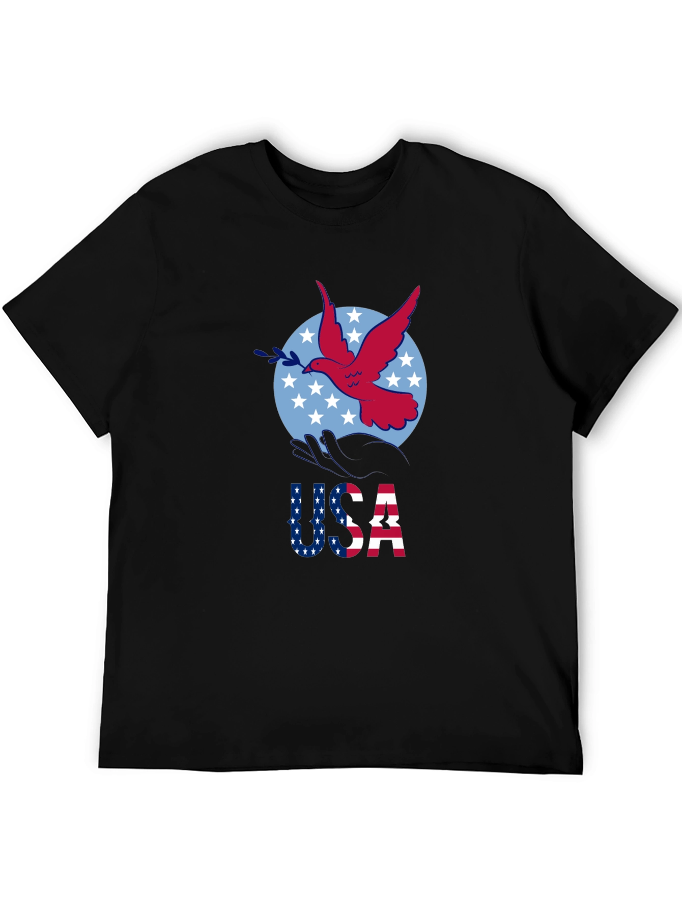 USA Dove Graphic Print Black T-Shirt