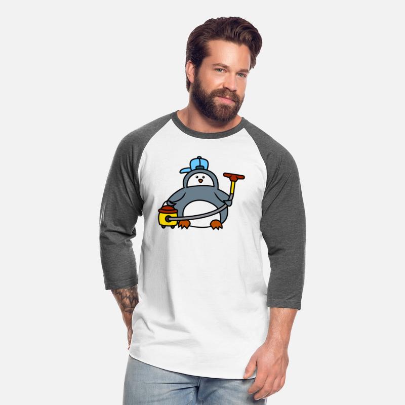 penguin cleaner with a vacuum cleaner in his hands