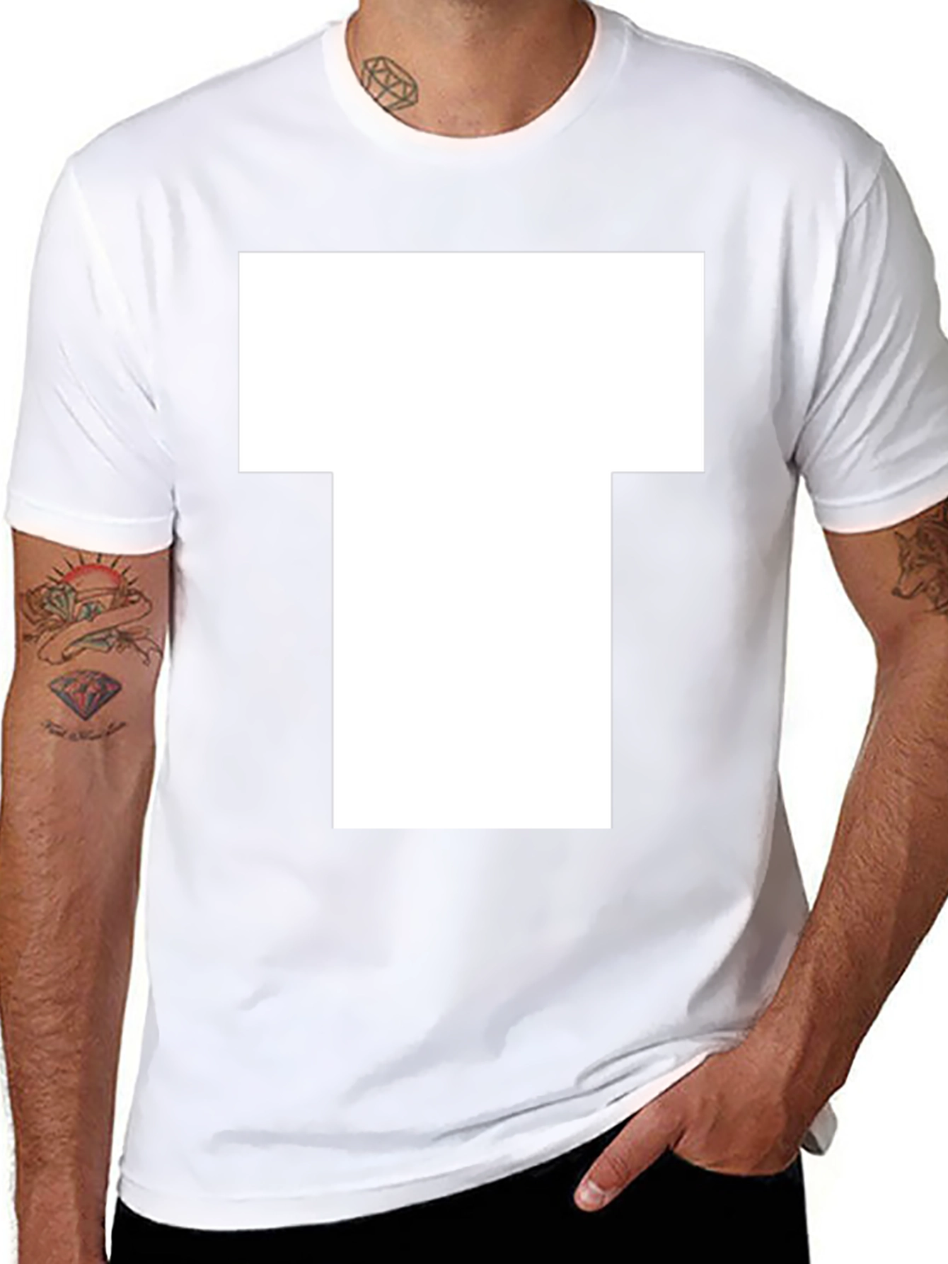 White Block T Graphic Black T-Shirt