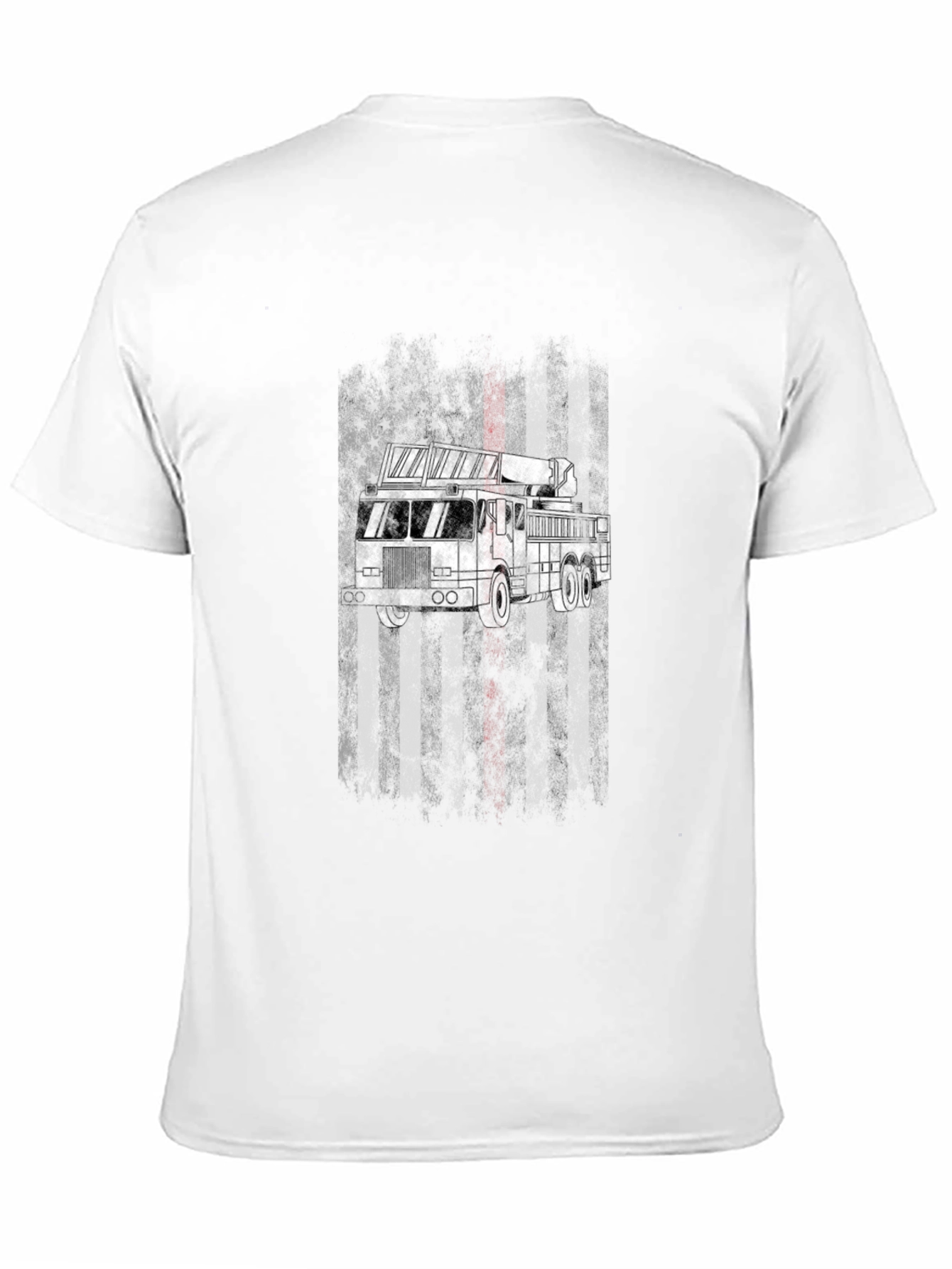 Firefighter Truck T-Shirt - Patriotic Design