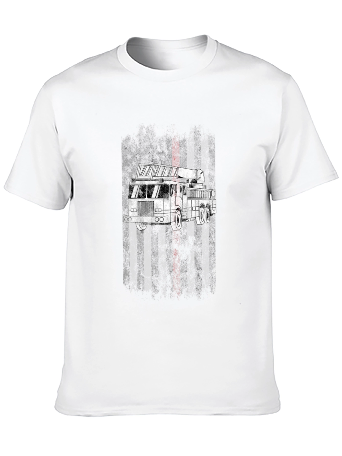 Firefighter Truck T-Shirt - Patriotic Design
