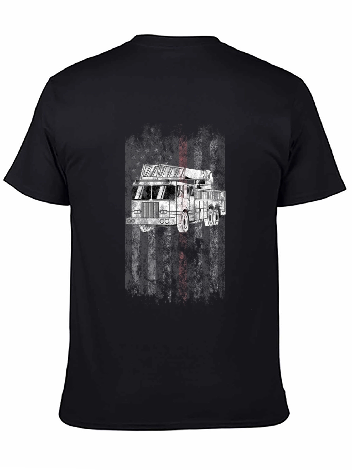 Firefighter Truck T-Shirt - Patriotic Design