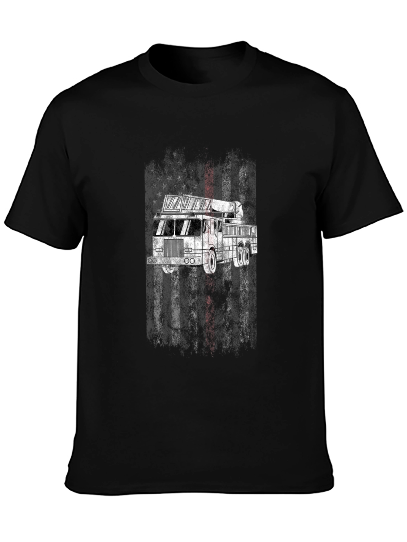 Firefighter Truck T-Shirt - Patriotic Design