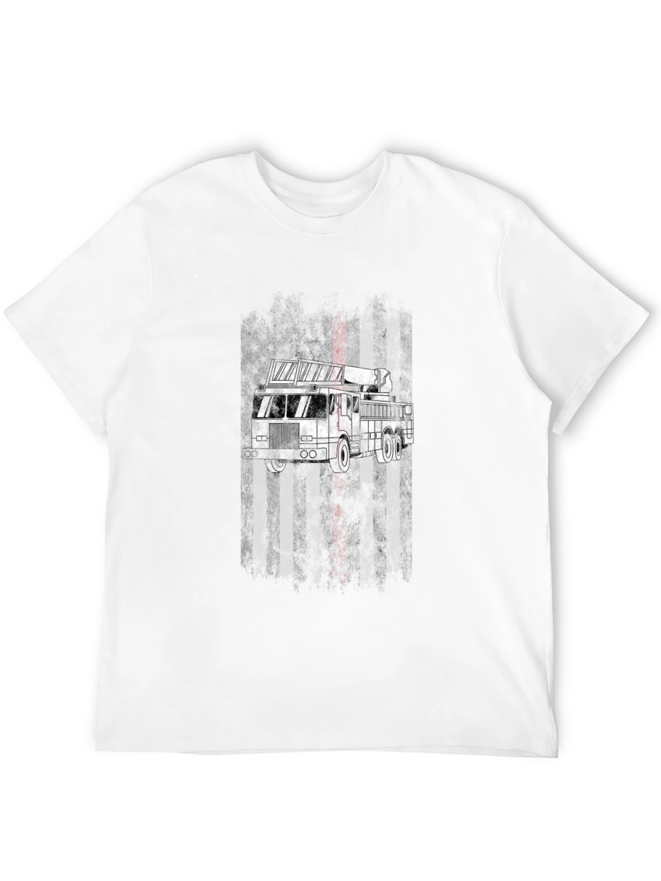 Firefighter Truck T-Shirt - Patriotic Design