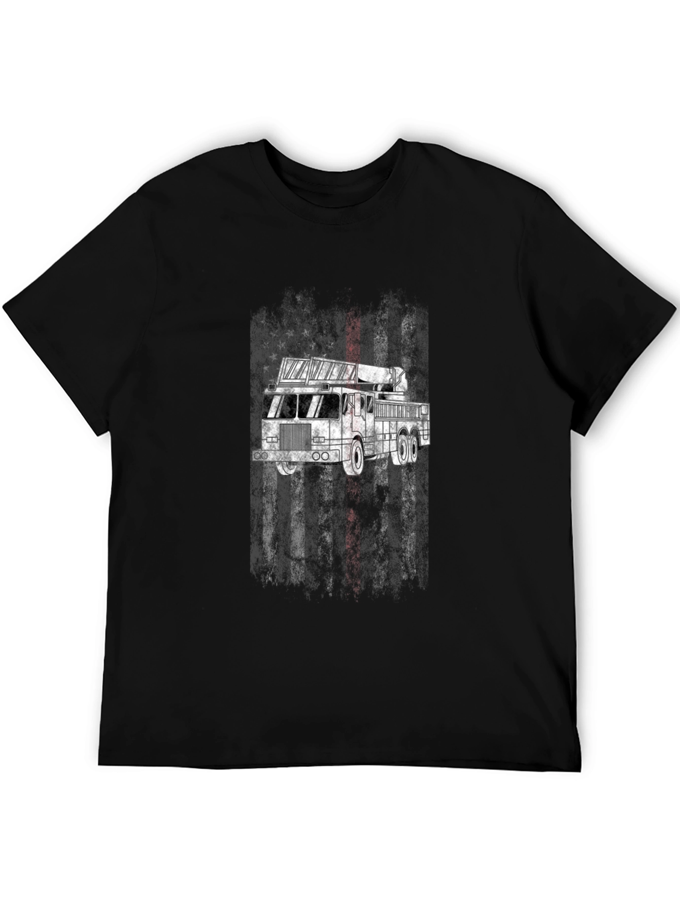 Firefighter Truck T-Shirt - Patriotic Design