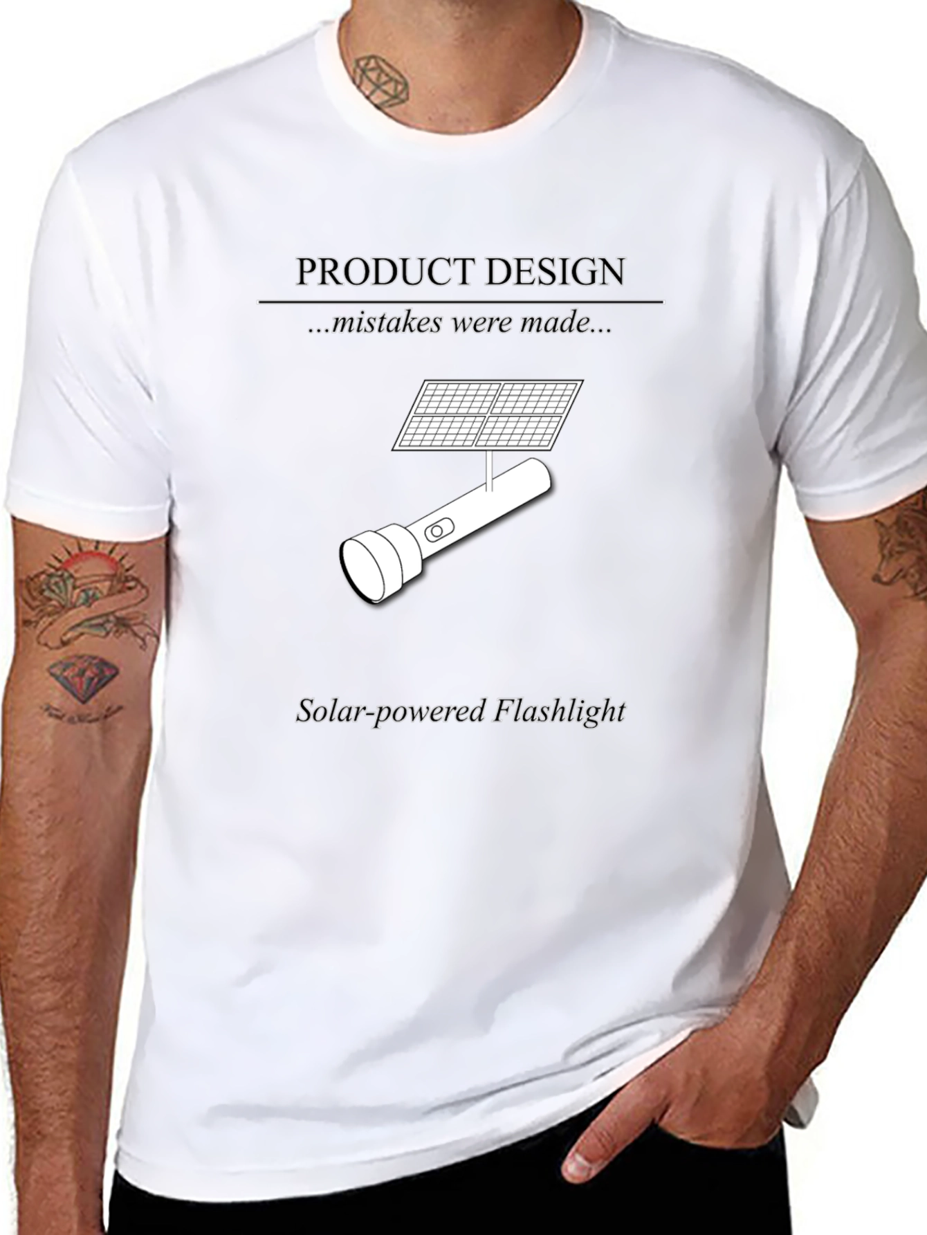 Solar-Powered Flashlight Humor T-Shirt