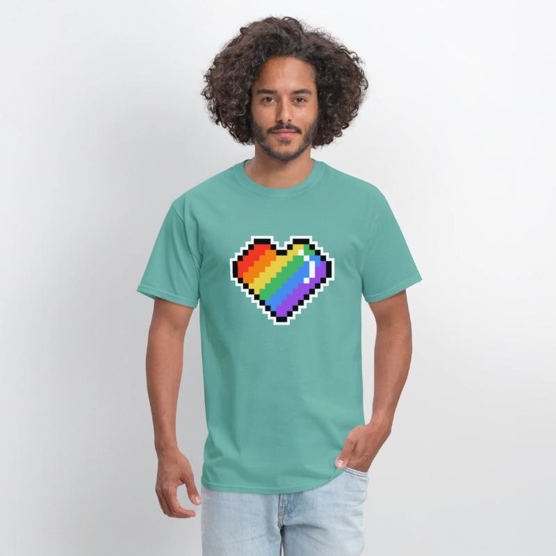 Pixel heart rainbow colored