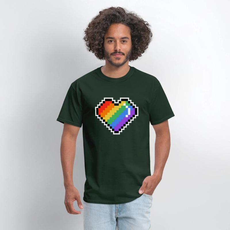 Pixel heart rainbow colored