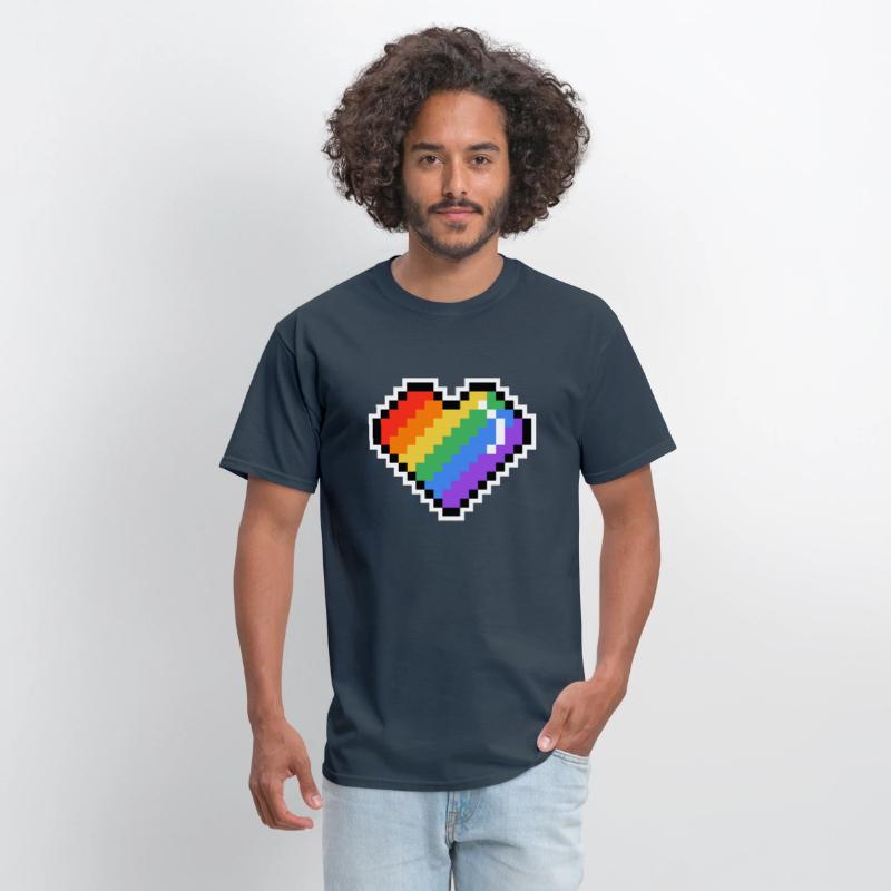 Pixel heart rainbow colored