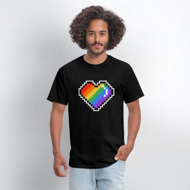 Pixel heart rainbow colored