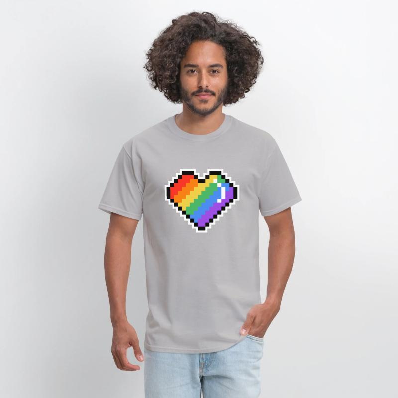 Pixel heart rainbow colored