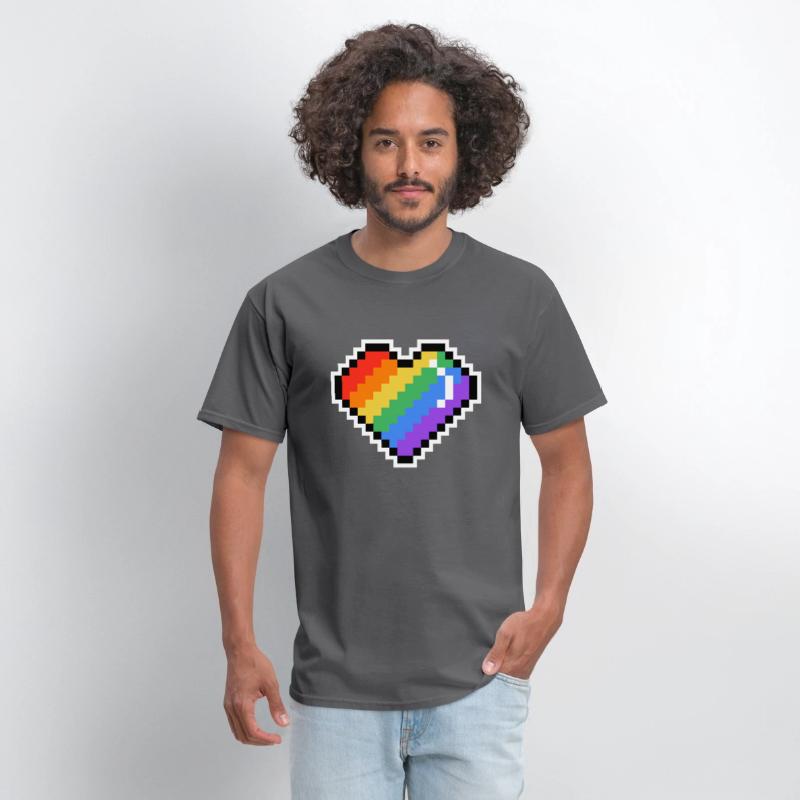 Pixel heart rainbow colored