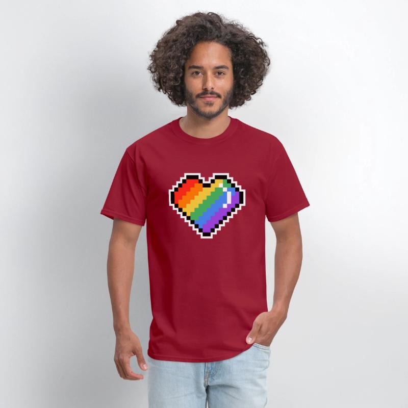 Pixel heart rainbow colored