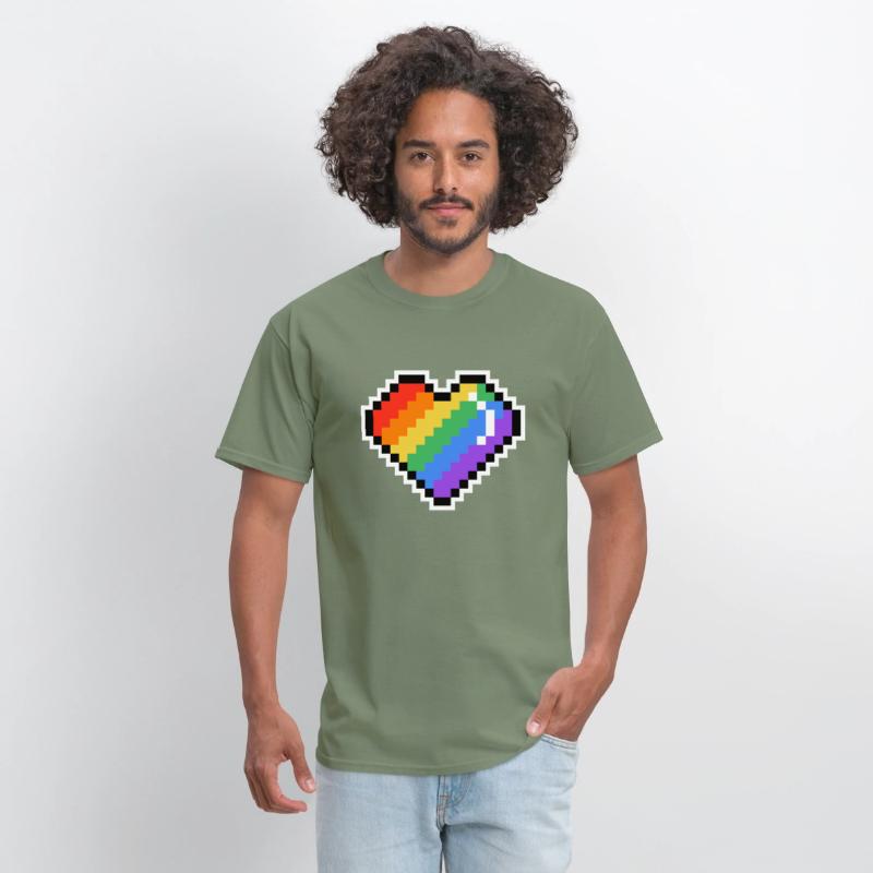 Pixel heart rainbow colored