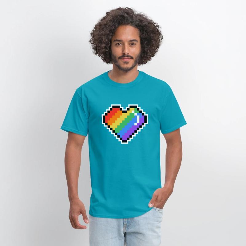 Pixel heart rainbow colored