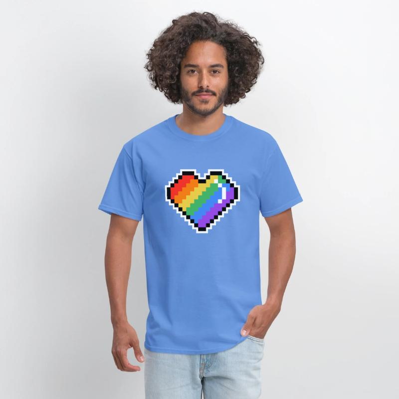 Pixel heart rainbow colored
