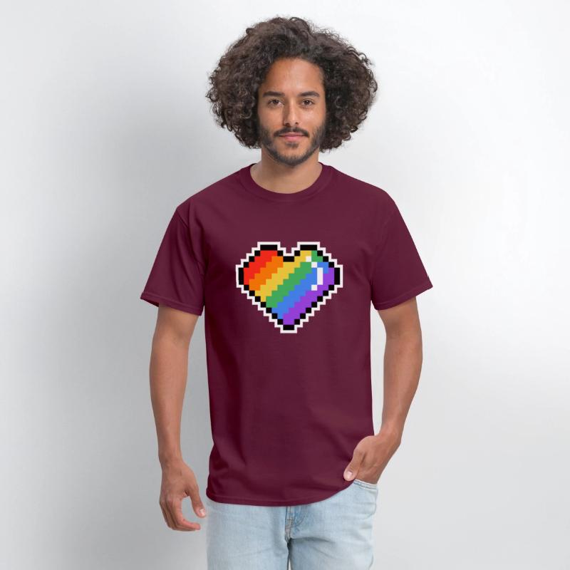 Pixel heart rainbow colored
