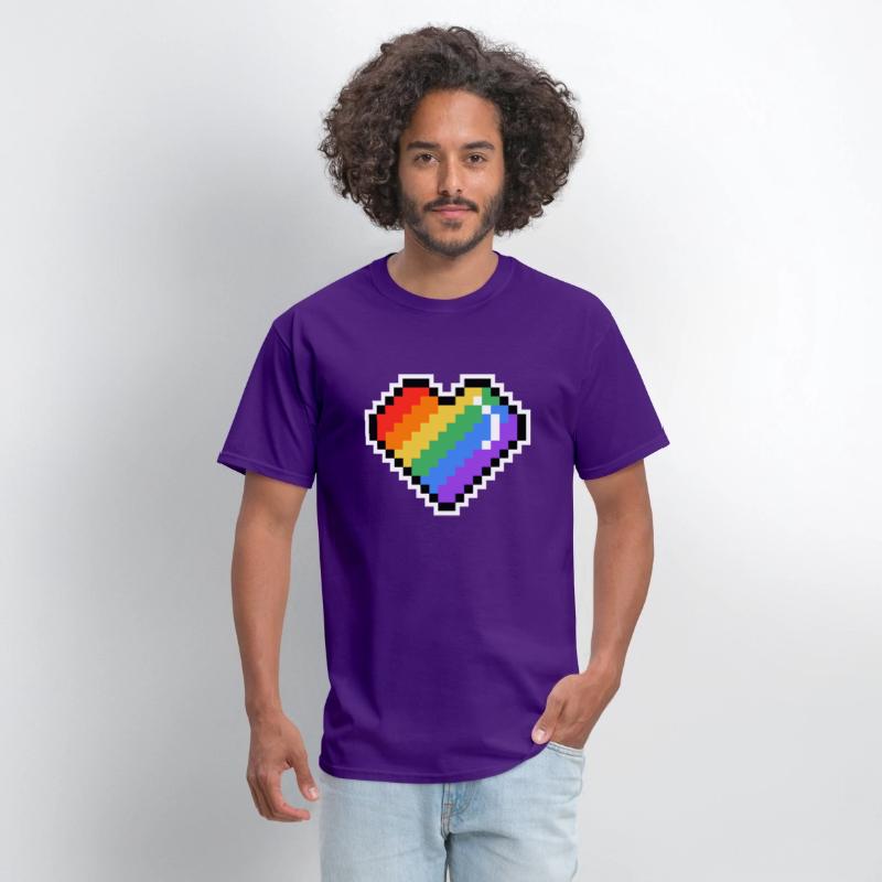 Pixel heart rainbow colored