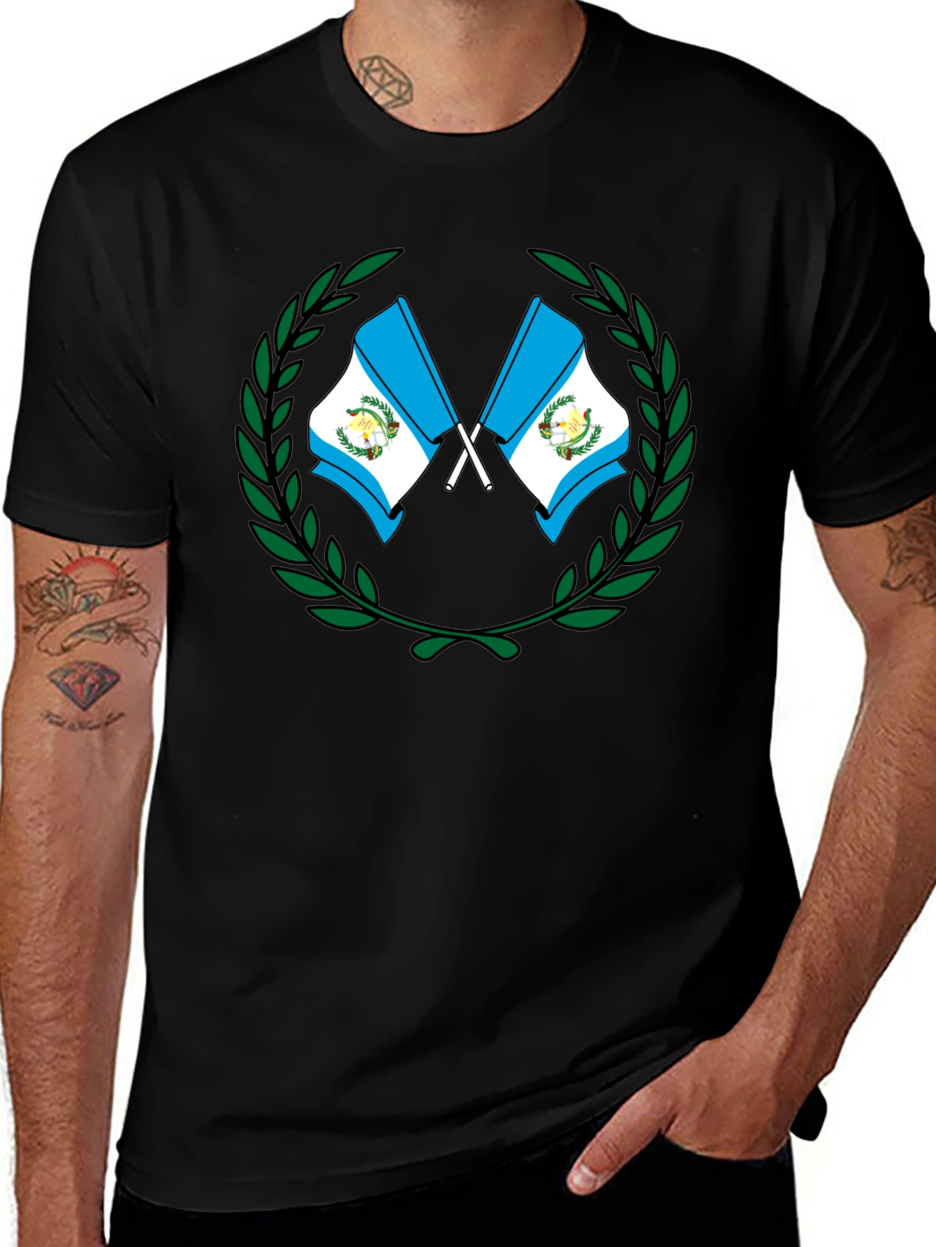 Guatemala Flag Wreath T-Shirt - Black
