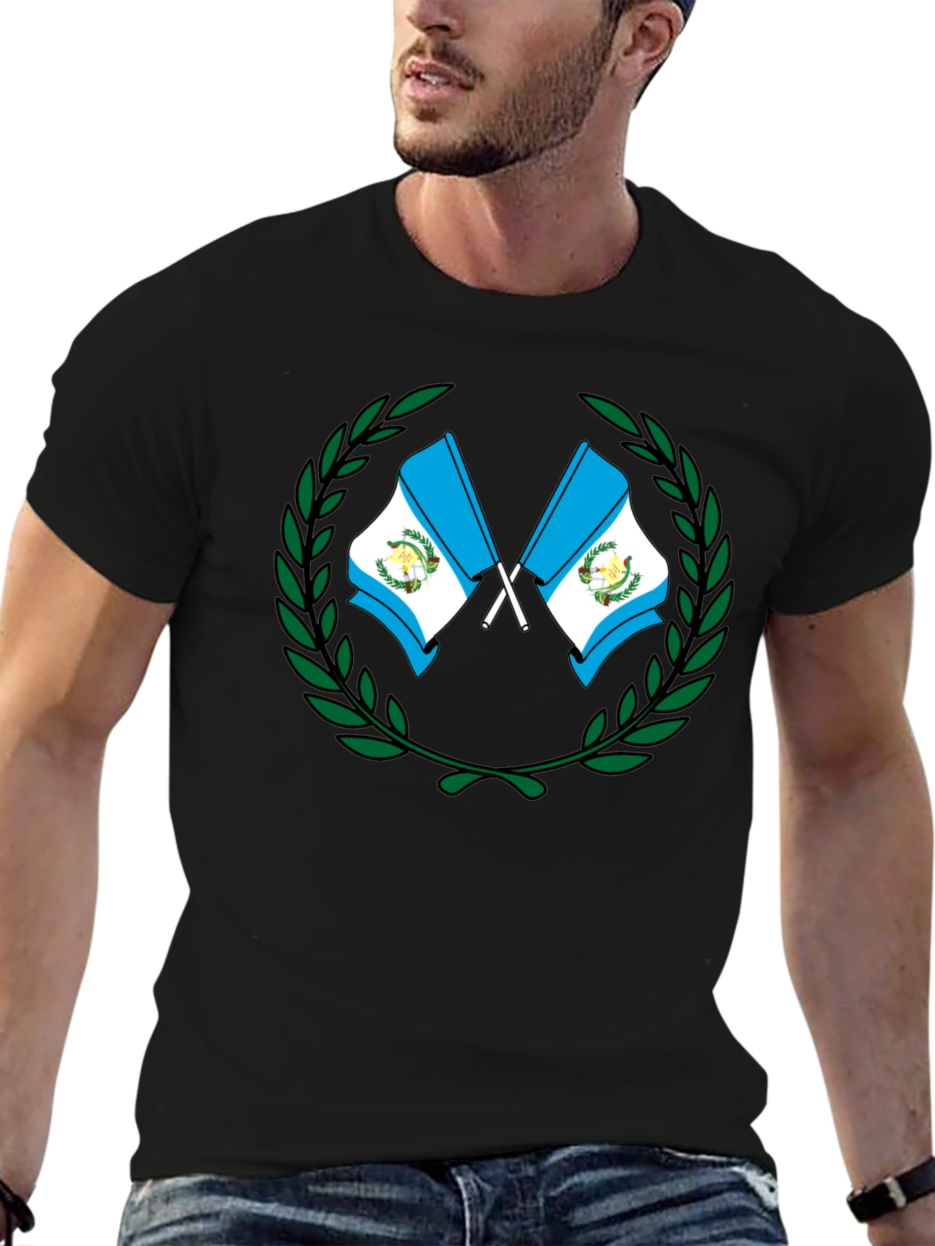 Guatemala Flag Wreath T-Shirt - Black