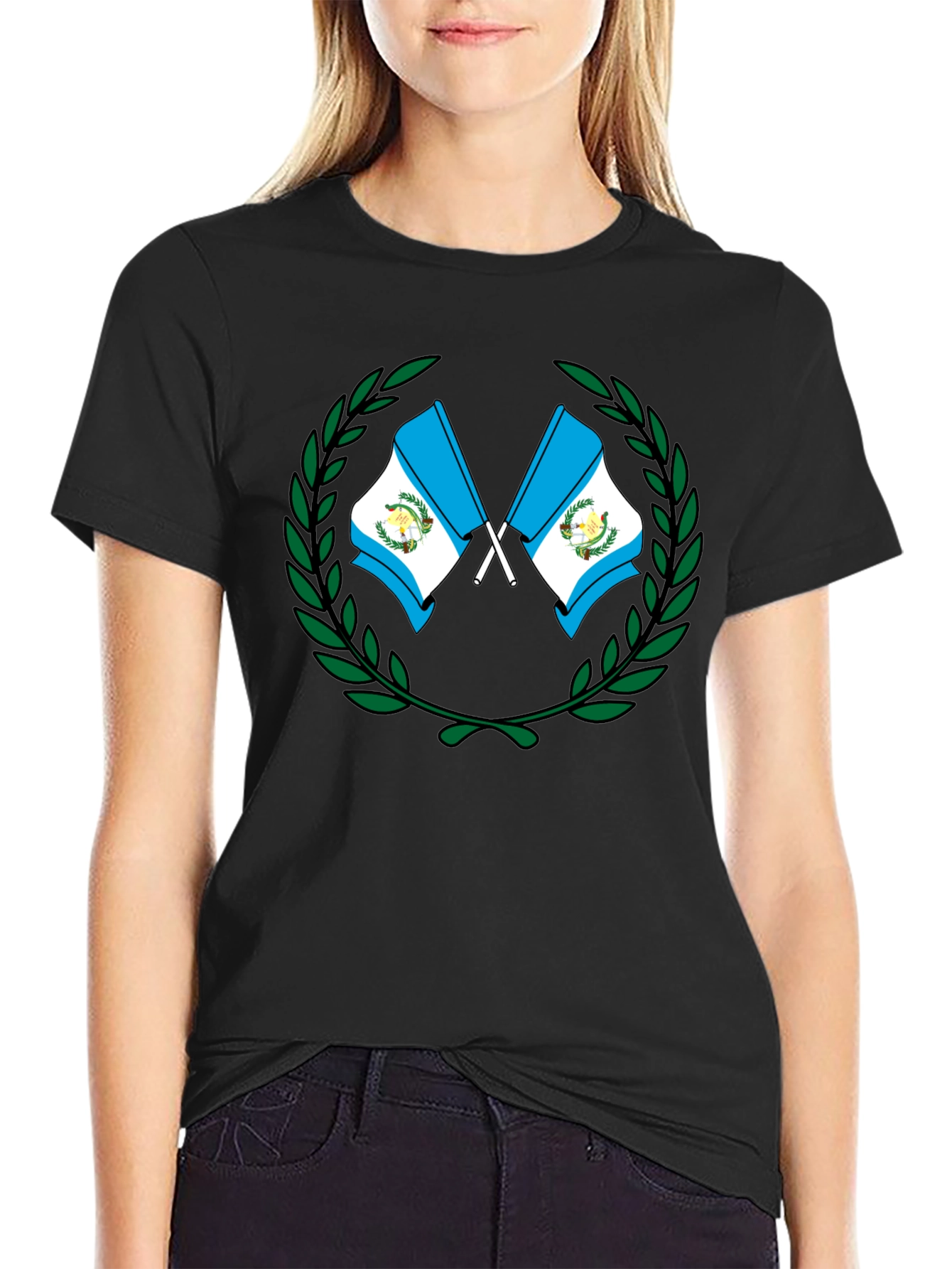 Guatemala Flag Wreath T-Shirt - Black