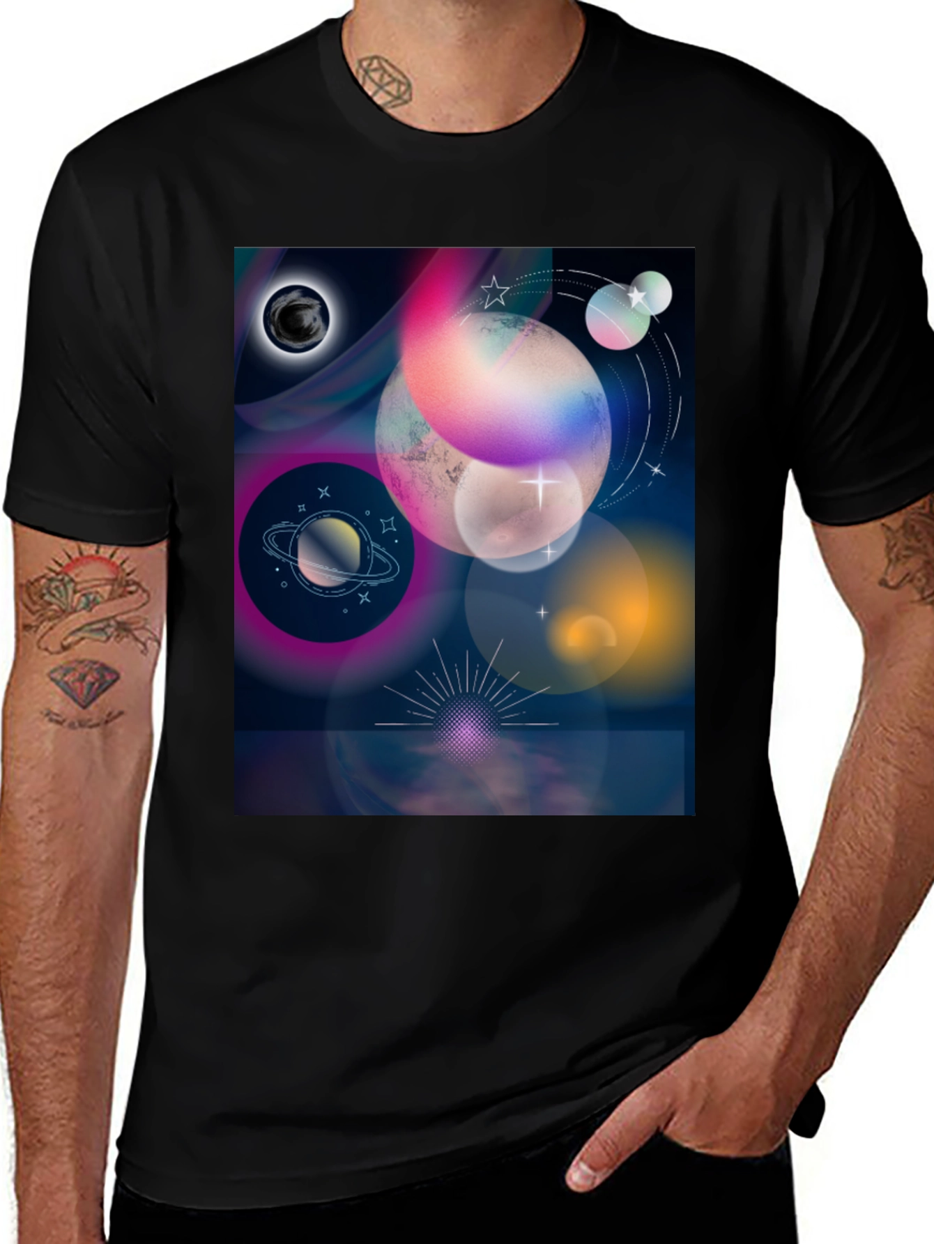Cosmic Planets Graphic Tee - Galaxy Dream Shirt