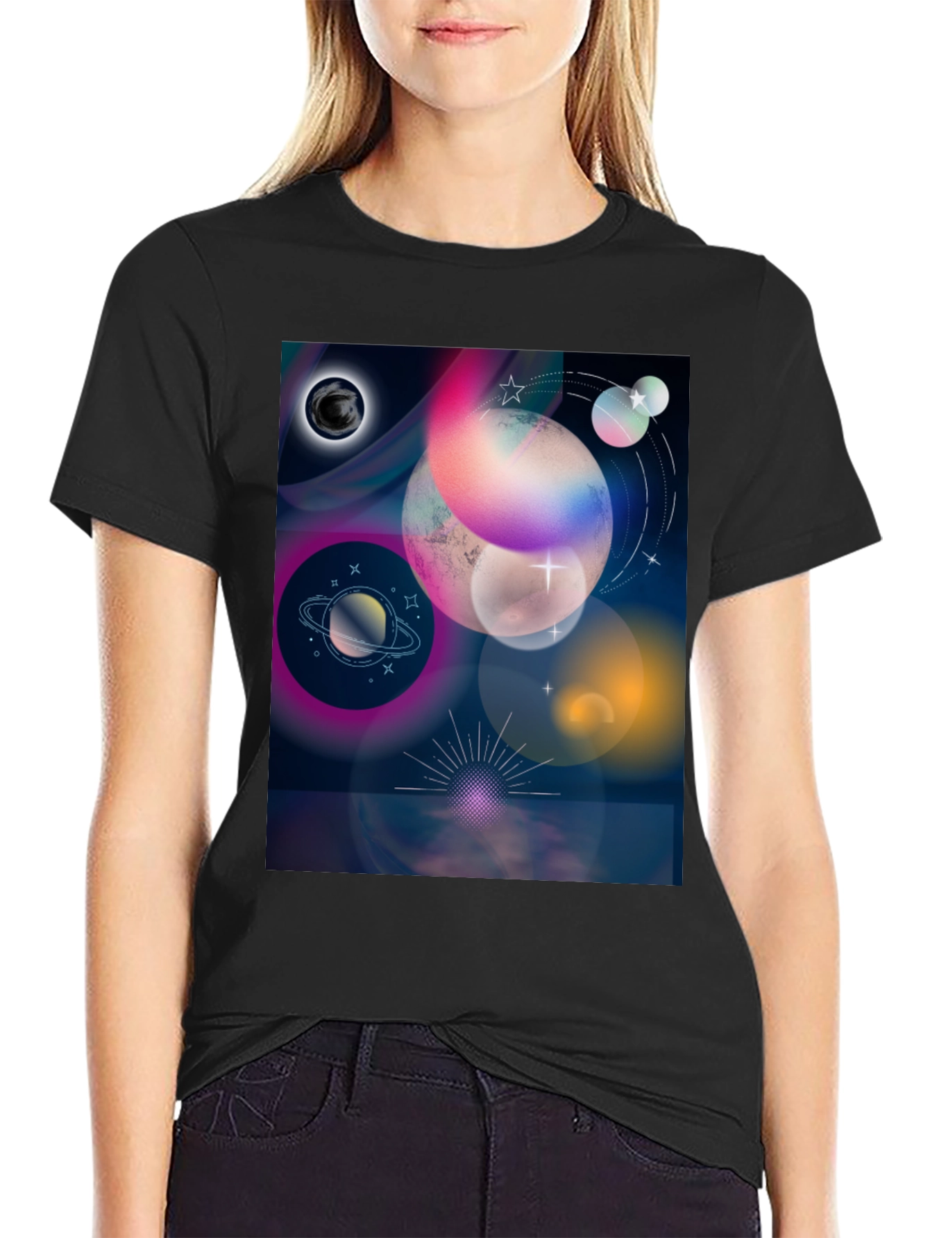 Cosmic Planets Graphic Tee - Galaxy Dream Shirt
