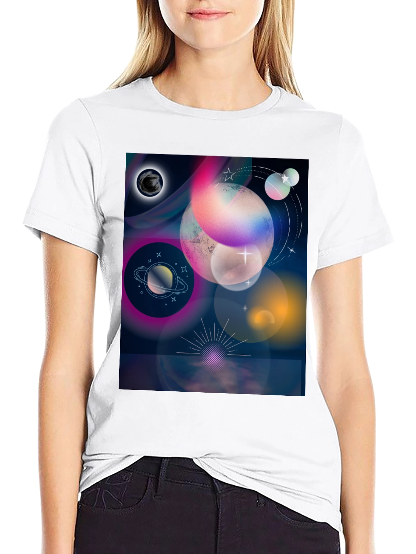 Cosmic Planets Graphic Tee - Galaxy Dream Shirt