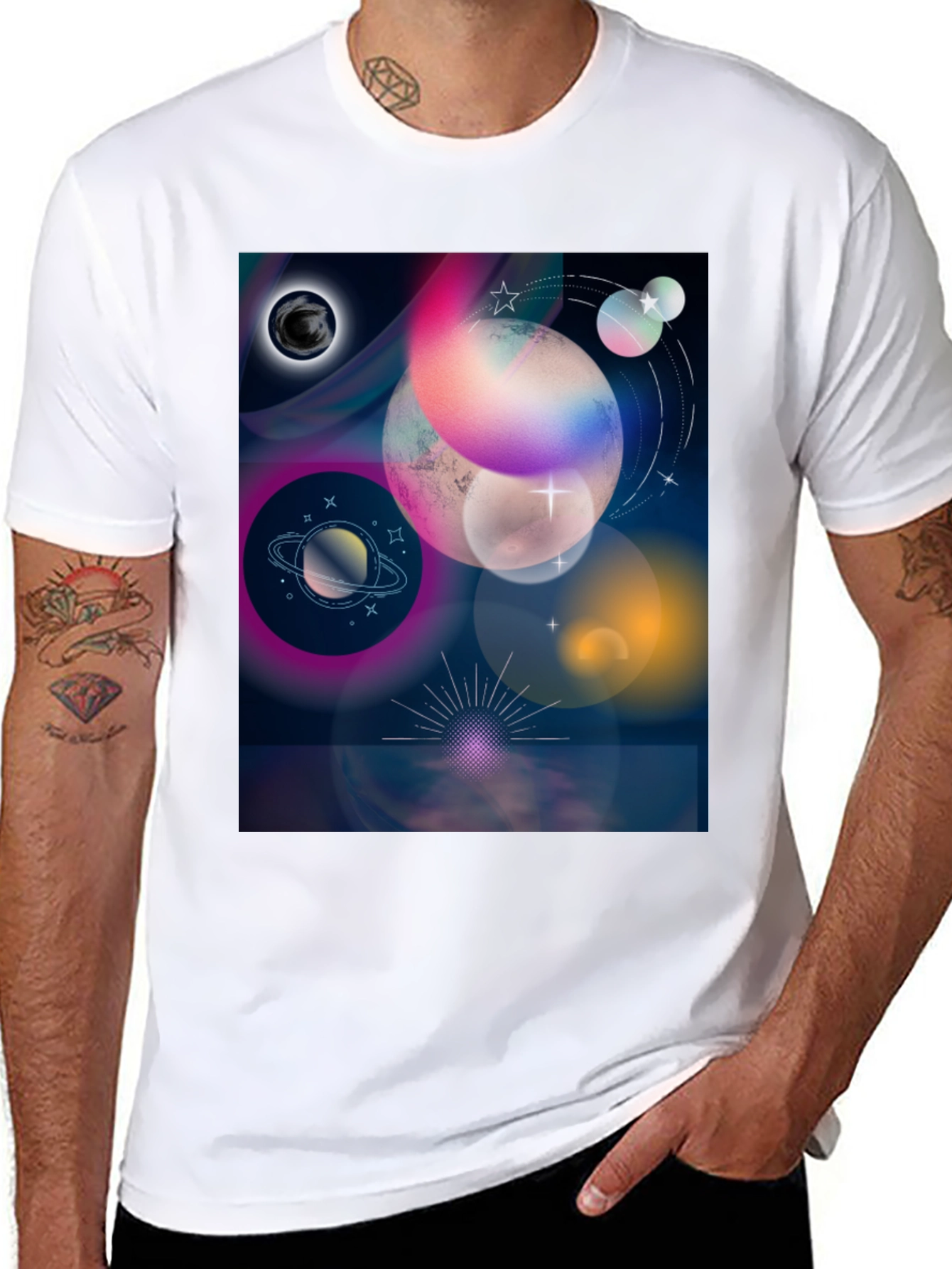 Cosmic Planets Graphic Tee - Galaxy Dream Shirt