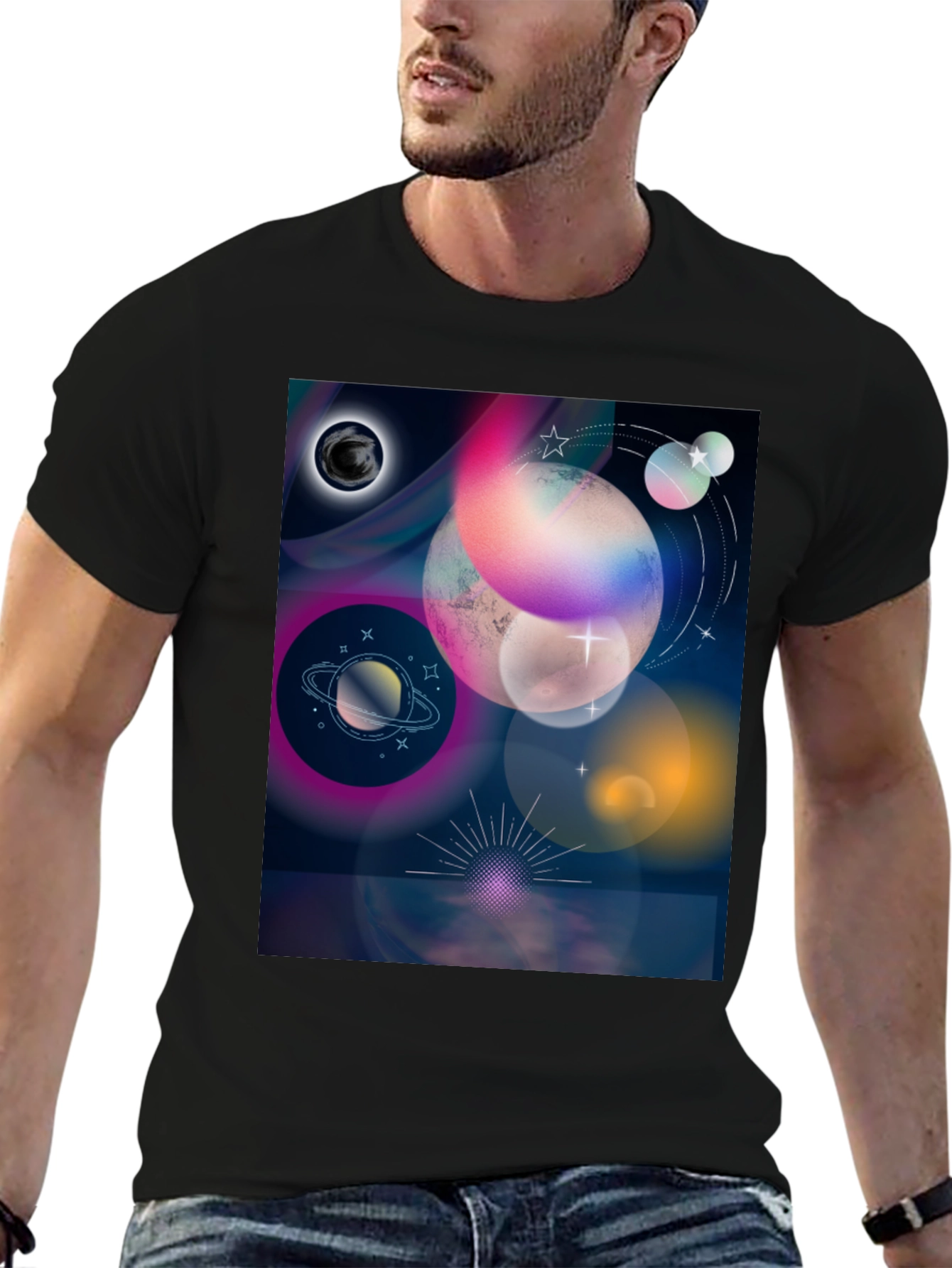 Cosmic Planets Graphic Tee - Galaxy Dream Shirt