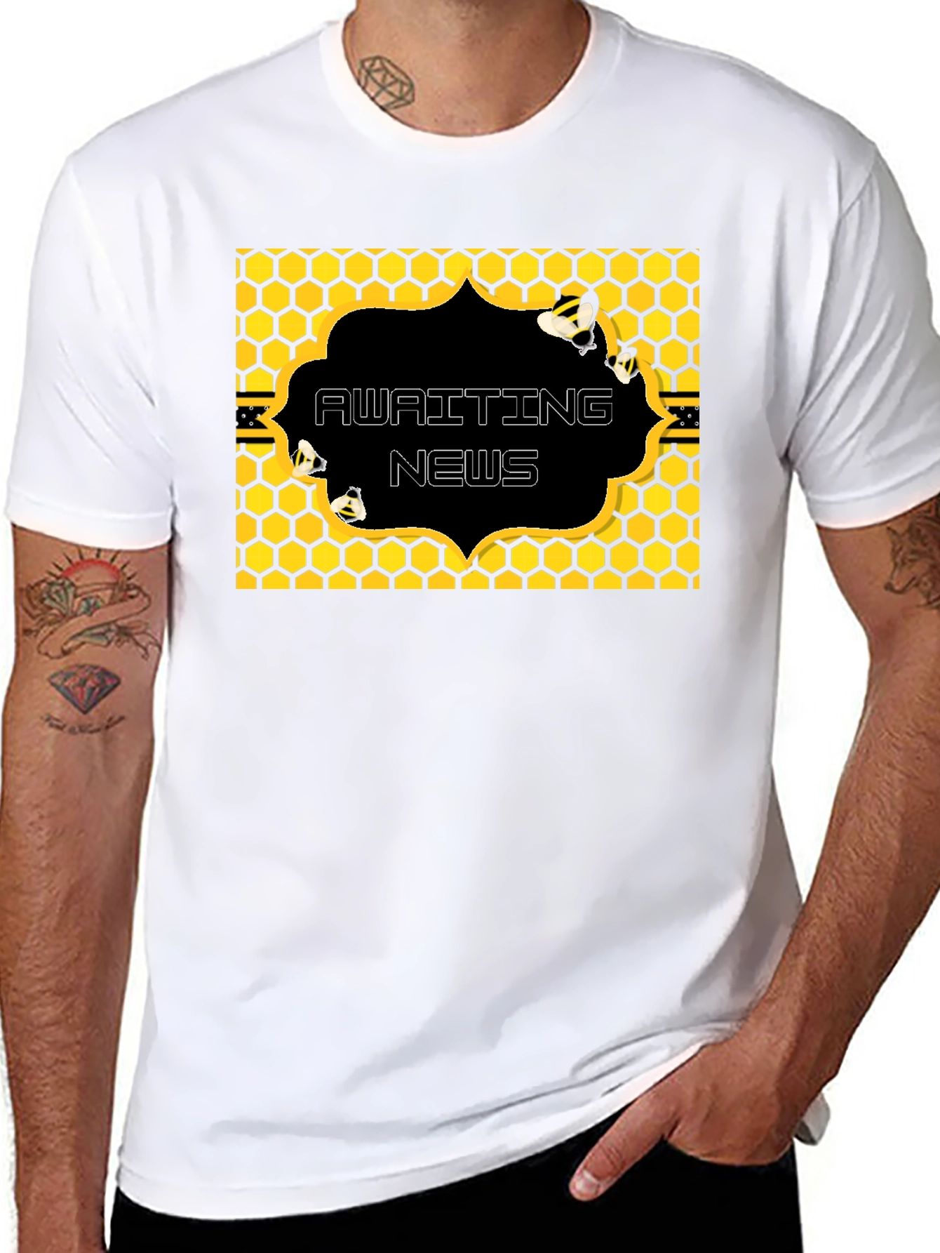 Awaiting News Bee Honeycomb T-Shirt