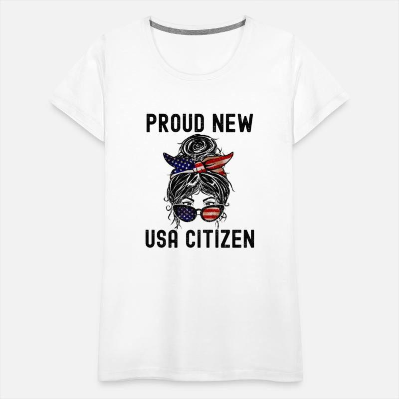 Proud Citizens Us American New Citizen Messy Bun