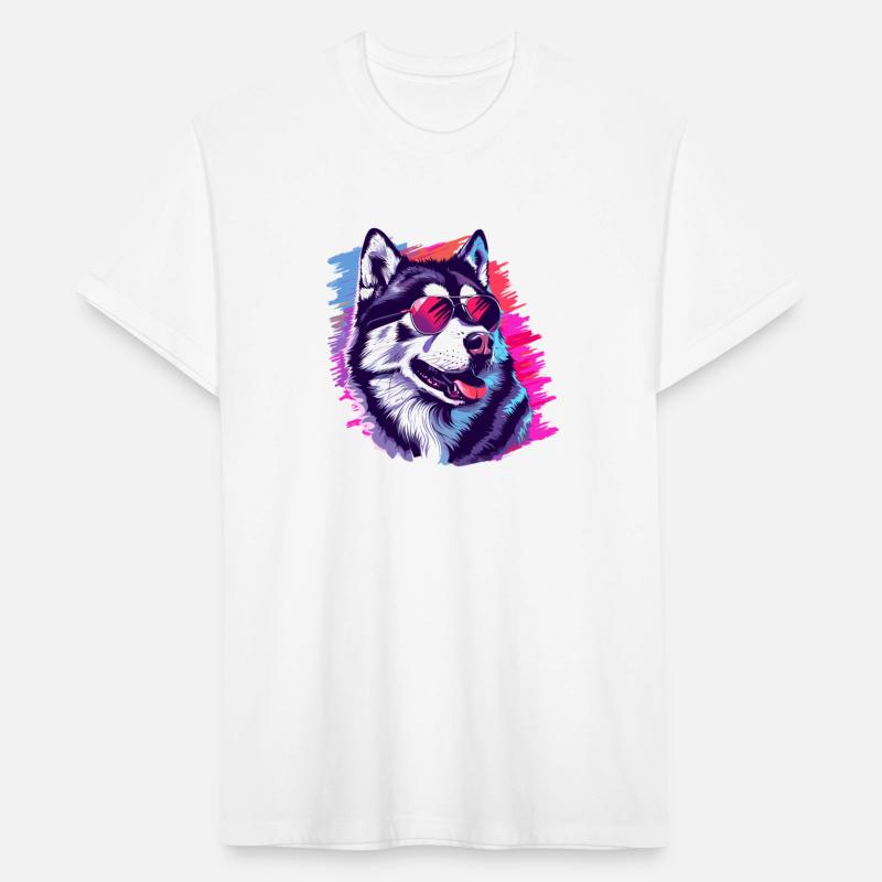 Proud Husky Holding American Flag T-Shirt
