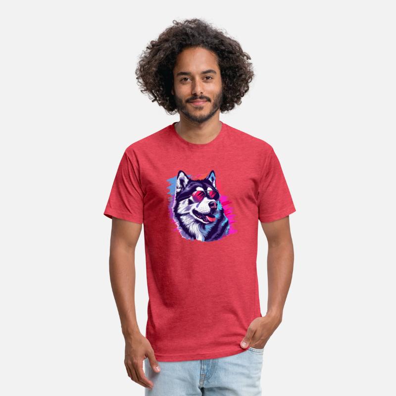Proud Husky Holding American Flag T-Shirt