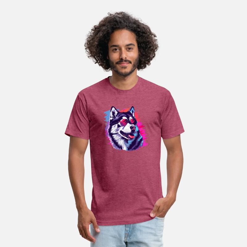 Proud Husky Holding American Flag T-Shirt