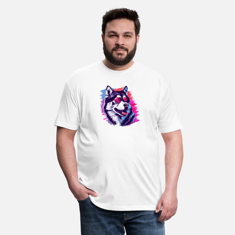 Proud Husky Holding American Flag T-Shirt