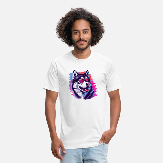 Proud Husky Holding American Flag T-Shirt