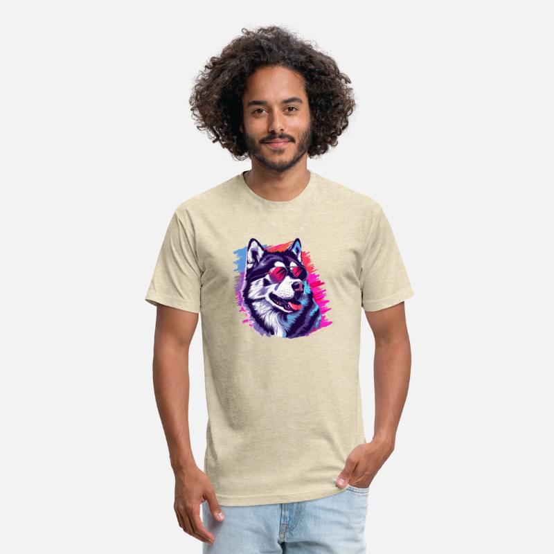 Proud Husky Holding American Flag T-Shirt