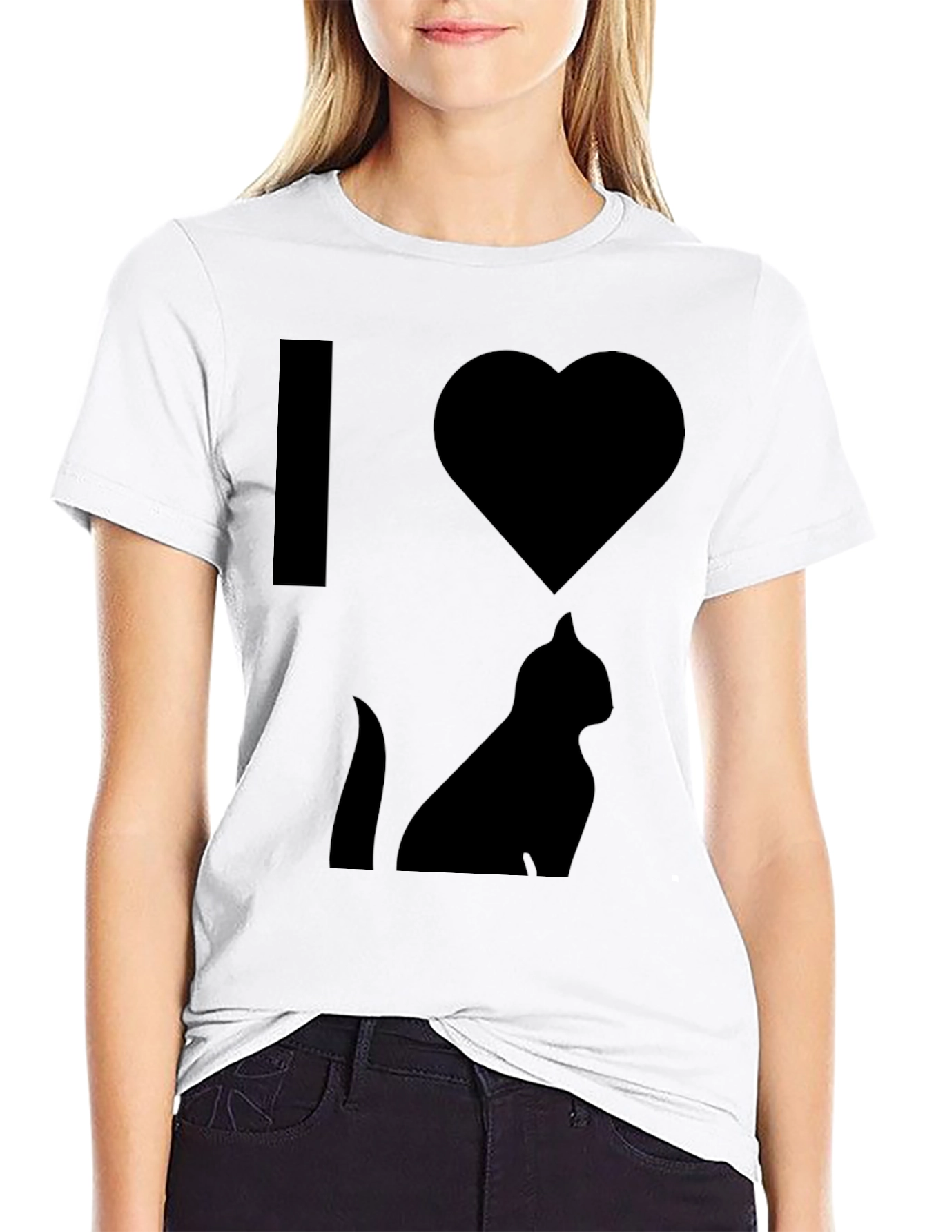 I Heart Cats T-Shirt - Black Graphic Print