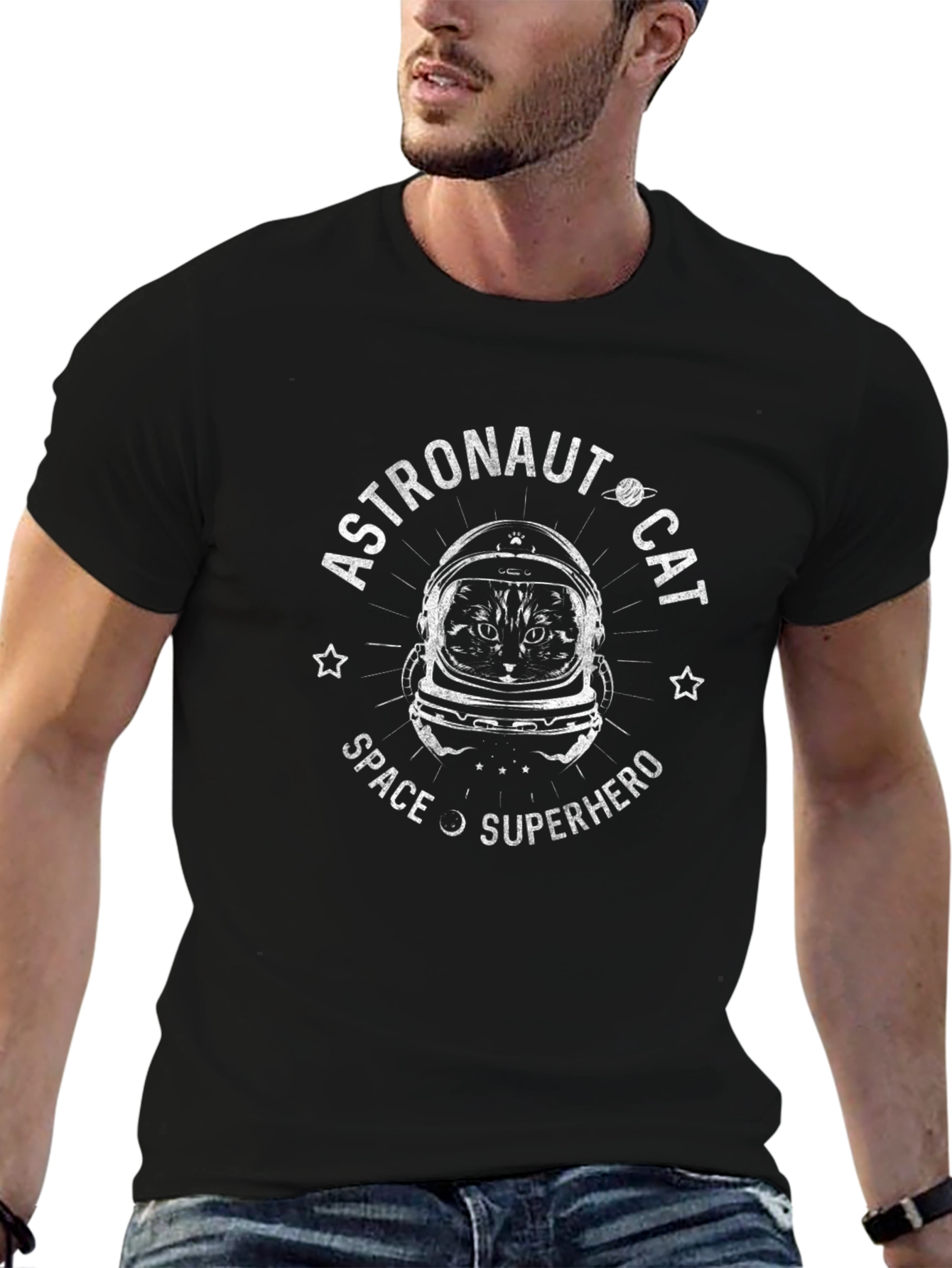 Astronaut Cat T-Shirt - Space Superhero Tee