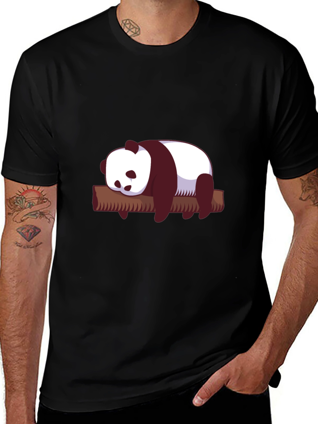 Cute Panda on Branch Graphic T-Shirt